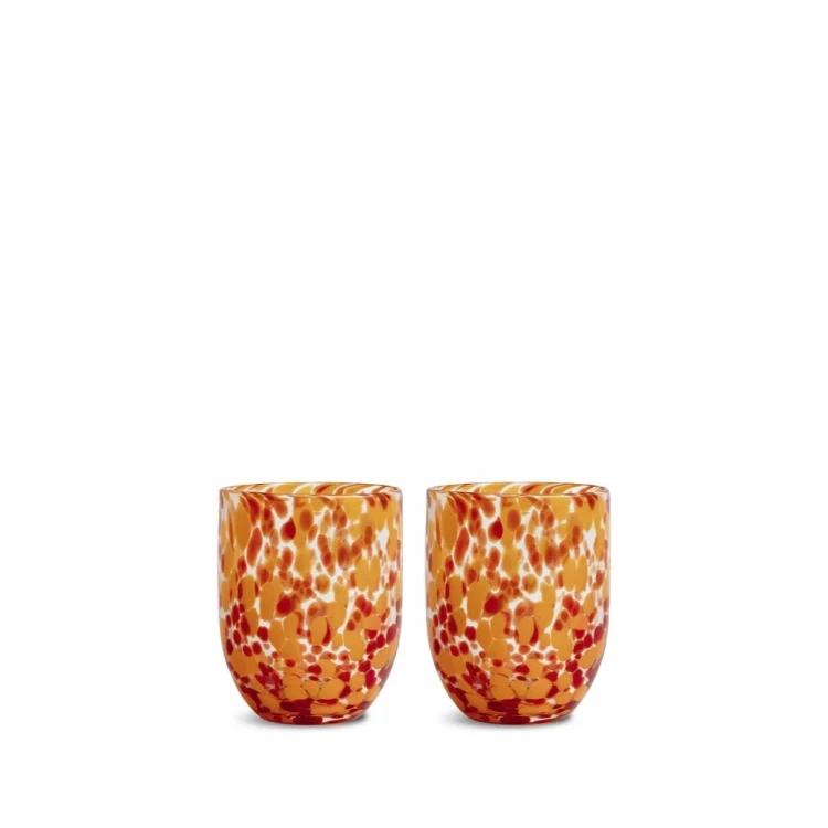 GLASS MESSY 2PCS/SET RED/ORANGE - BYON